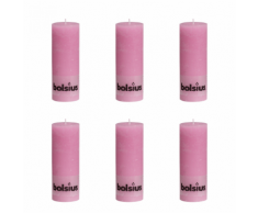 Bolsius Lot de 6 bougies 190 x 68 mm rose
