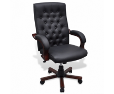 vidaXL Fauteuil de bureau chesterfield en cuir artificiel noir