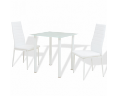 vidaXL Ensemble de table et chaise salle à manger 3 pièces Blanc