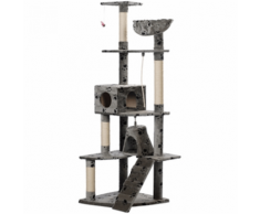 vidaXL Arbre à chat 191 cm en gris avec motif d'empreinte de patte