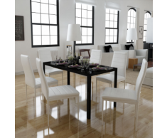 vidaXL Ensemble de salle à manger 6 chaises+1 table Blanc Design contemporain