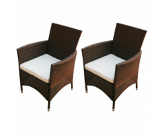 vidaXL ensemble chaise de jardin en poly rotin 2 pcs marron