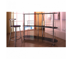 vidaXL Meuble de Bar - verre trempé noir 138 x 39 110 cm