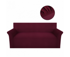 vidaXL Housse extensible de canapé Bordeaux Tissu en tricot à côtes