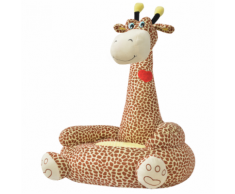 vidaXL Chaise pour enfants en peluche Girafe Marron