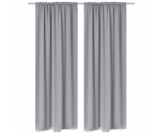 vidaXL 2 pcs Rideau Blackout Occultant Gris Tête à Fente 135 x 245 cm