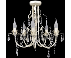 vidaXL Lustre en cristal transparent plafonnier 5 feux lampe luminaire