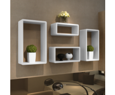 vidaXL Etagères Design Murale 4 Cubes blanc