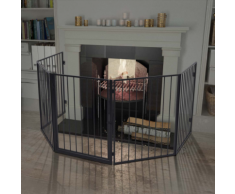 vidaXL Clôture pour cheminée en acier Noir