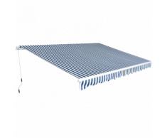 vidaXL Auvent pliant à manœuvre manuelle 4,5 x 3 m Bleu et blanc
