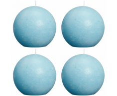 Bolsius bougie boule rustique bleue 100mm 4 pièces