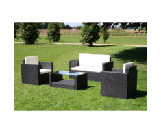 vidaXL Salon de jardin Droit Lounge noir en résine tressée