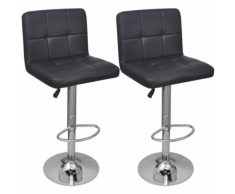 vidaXL Tabouret de bar 2 pcs Noir Cuir PU
