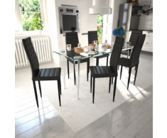 vidaXL 6 pcs Chaise Salle à Manger Noir Ligne slim