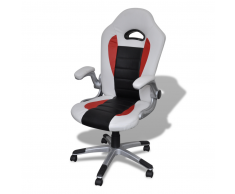 vidaXL Fauteuil en similicuir moderne de bureau design blanc