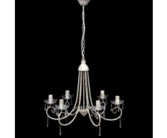 vidaXL Lustre en cristal plafonnier 6 feux lampe luminaire blanc