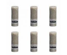 Bolsius Lot de 6 bougies 190 x 68 mm gris claire