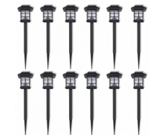 vidaXL Borne solaire extérieure LED 12 pcs avec piquet 8,6 x 38 cm