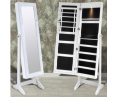 vidaXL Armoire à bijoux sur pied avec miroir et éclairage LED