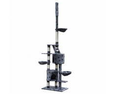 vidaXL Arbre à chat XL 230-260 cm en gris avec motif d'empreinte de patte