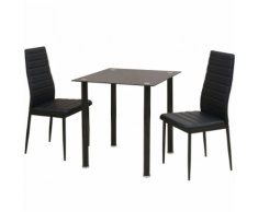 vidaXL Ensemble de table et chaise salle à manger 3 pièces noir