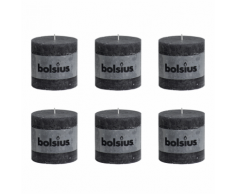Bolsius Lot de 6 bougies 100 x mm gris foncé
