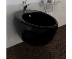 vidaXL Bidet suspendu en céramique sanitaire noir