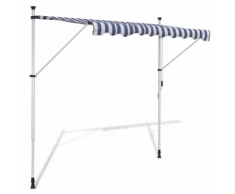 vidaXL Auvent rétractable manuel 300 cm Bleu/blanc