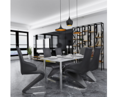 vidaXL Chaises de salle à manger Cantilever 6 pcs Noir cuir artificiel