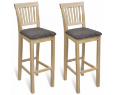 vidaXL 2 pcs Chaise bar Vernis Naturel