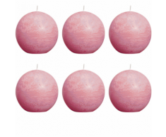Bolsius bougie boule rustique rose 80mm 6 pièces