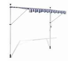 vidaXL Auvent rétractable manuel 350 cm Bleu/blanc