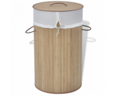vidaXL Corbeille à linge en bambou Rond Naturel