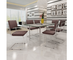 vidaXL 6 pièces Chaise de salle à manger avec Brun
