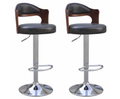 vidaXL 2 tabourets de bar noirs en cuir artificiel avec dossiers courbés