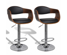 vidaXL Lot de 2 Tabourets bar réglables En cuir avec accoudoir