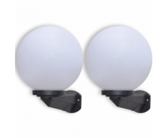 vidaXL Set de 2 appliques murales sphériques 25 cm E27 en PMMA
