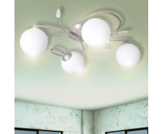 vidaXL Lampe plafond avec feuilles acryliques verres soufflés 4 ampoules G9