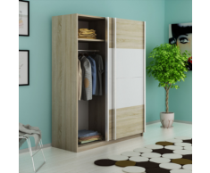 vidaXL Armoire avec 2 portes coulissantes Blanc brillant 150 cm