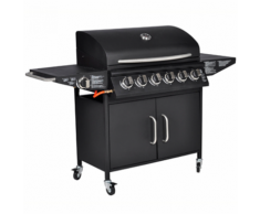vidaXL Barbecue à gaz 6 br?leurs + 1 noir