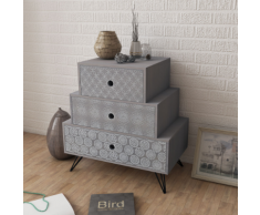 vidaXL Table de chevet à 3 tiroirs Gris
