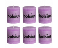 Bolsius Lot de 6 bougies 80 x 68 mm pourpre