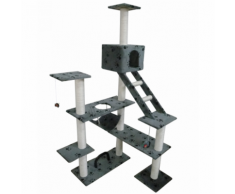 vidaXL Arbre à chat 184 cm en gris avec motif d'empreinte de patte