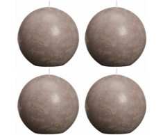 Bolsius bougie boule rustique brune 100mm 4 pièces