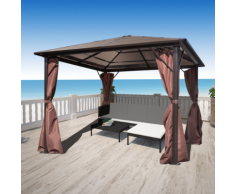 vidaXL Tonnelle+rideaux marron Aluminium 300x300cm Résistant aux intempéries