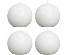 Bolsius bougie boule rustique blanche 100mm 4 pièces