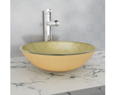 vidaXL Lavabo Verre trempé 42 cm Doré