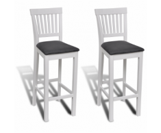 vidaXL 2 pcs Chaise bar en bois Peinture blanche