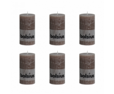 Bolsius Lot de 6 bougies 130 x 68 mm taupe