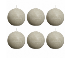 Bolsius bougie boule rustique 80mm 6 pièces en gris